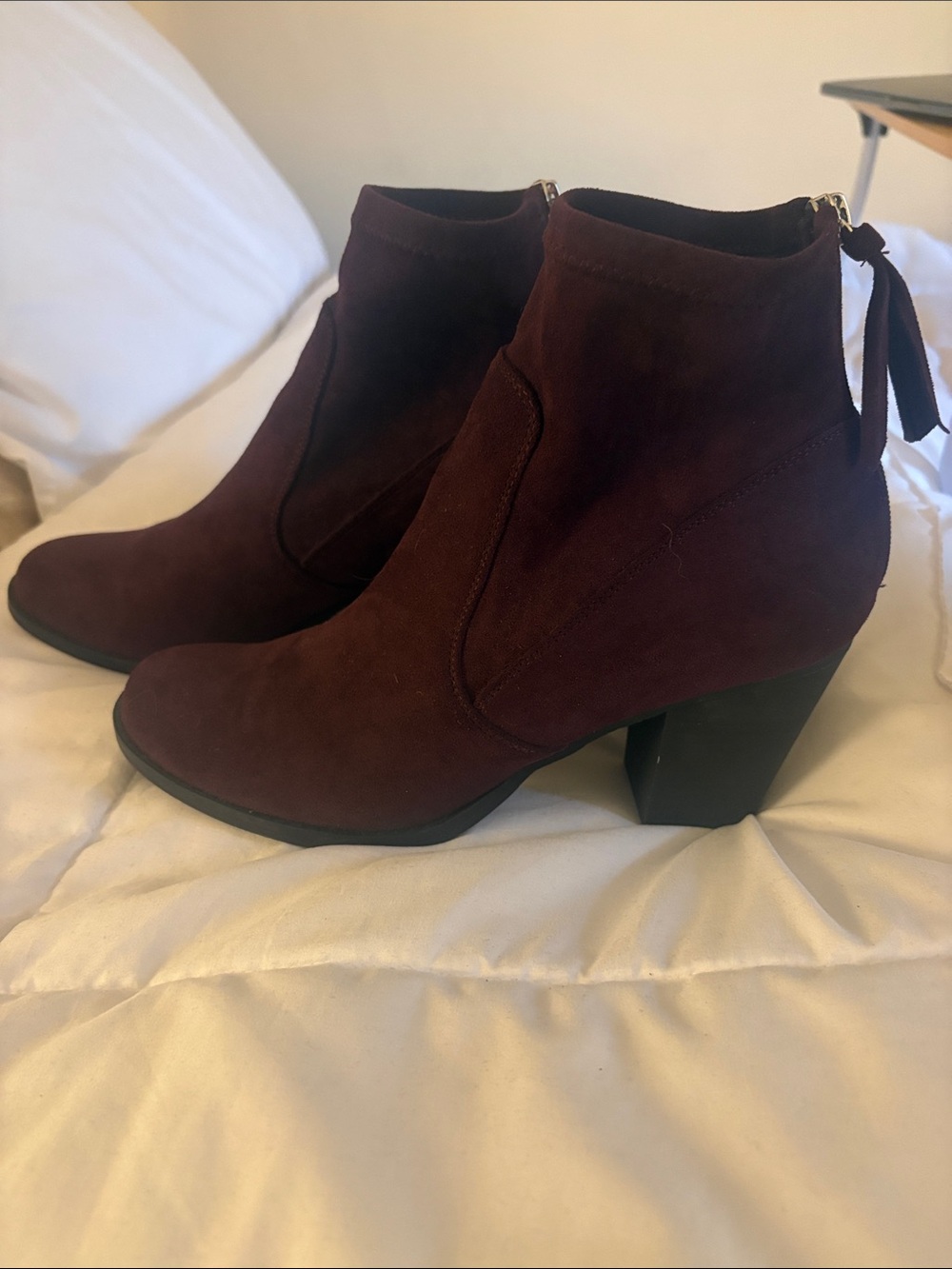 DV8 Dolce Vita Suede Ankle Booties in Deep Burgundy